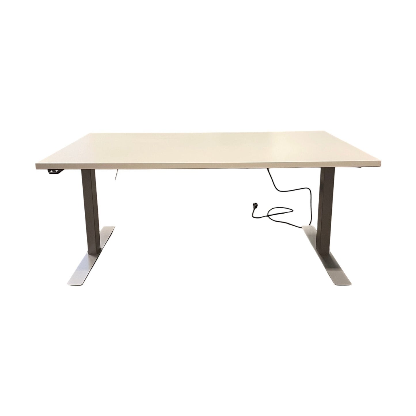 Elektrisk hev/senk skrivebord med Linak-motor, hvit laminat, 160x80 cm