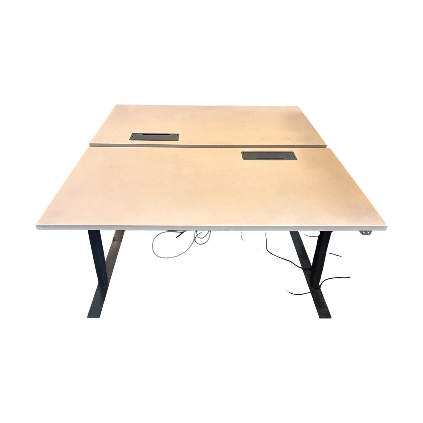 Elektrisk dobbelt hev/senk skrivebord 160x165 cm, beige