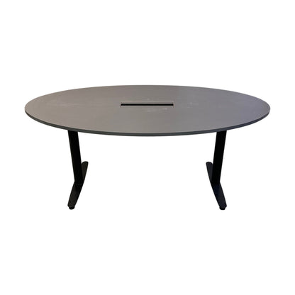 Ovalt møtebord i grå, 180x100 cm