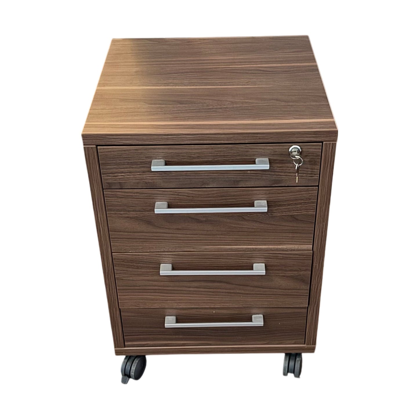 Låsbar skuffeseksjon på hjul med 4 skuffer