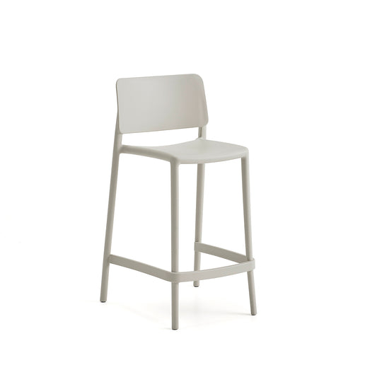 Lav barstol RIO fra AJ Produkter, sittehøyde 650 mm, stabelbar, lys grå