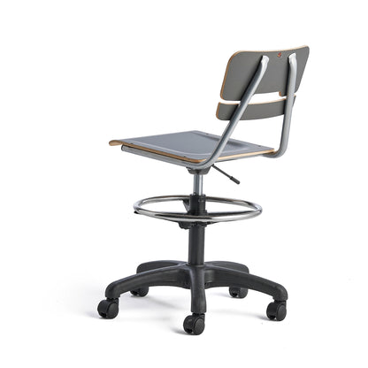 Stol LEGERE, hev/senk, stort sete, hjul, 530–720 mm, antrasitt