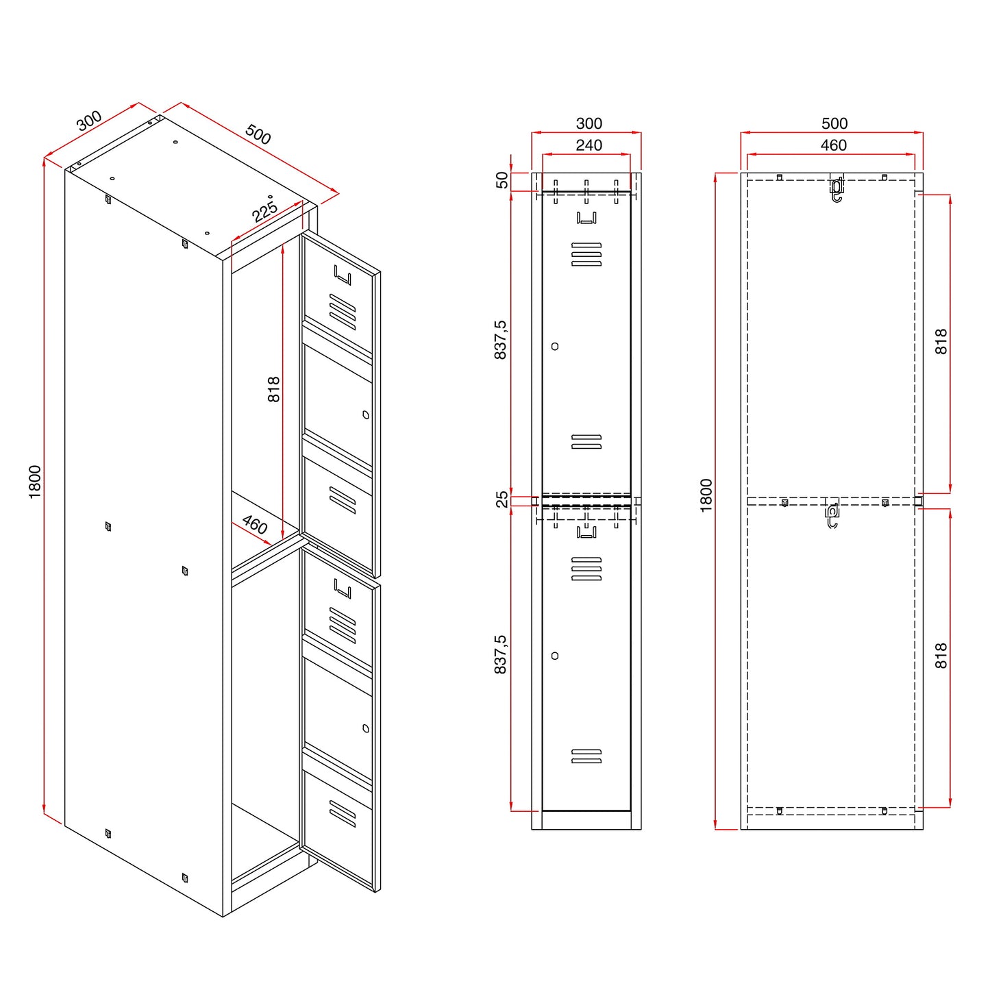 GARDEROBESKAP CLICK, flatpakket, 1 seksjon, 2 dører, grå