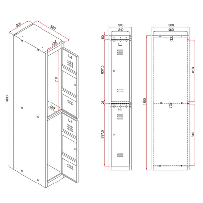 GARDEROBESKAP CLICK, flatpakket, 1 seksjon, 2 dører, grå