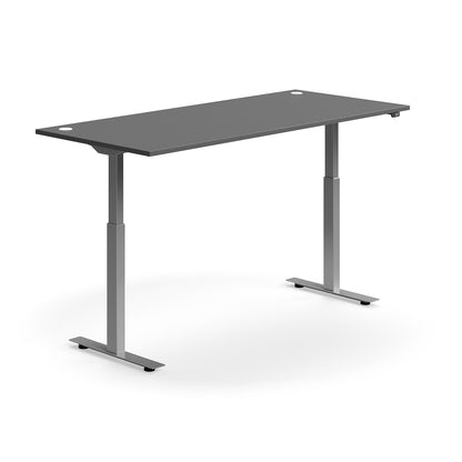 Skrivebord FLEXUS, hev/senk, rett, L1800 B800 mm, sølv understell, grå