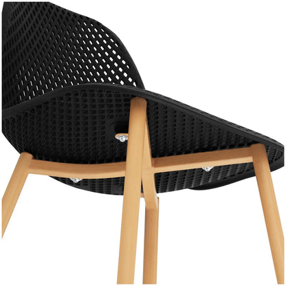 Møteromsstol, sort plastramme og trefarget ben