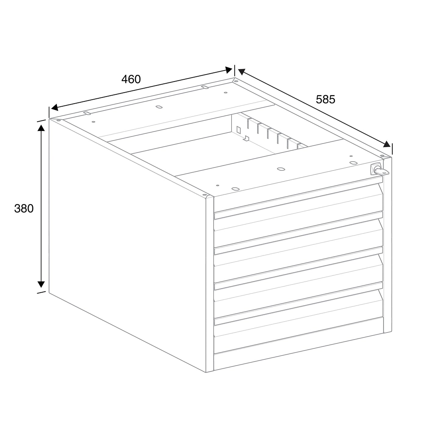 Skuffeseksjon TRUST, opphengt, 4 skuffer