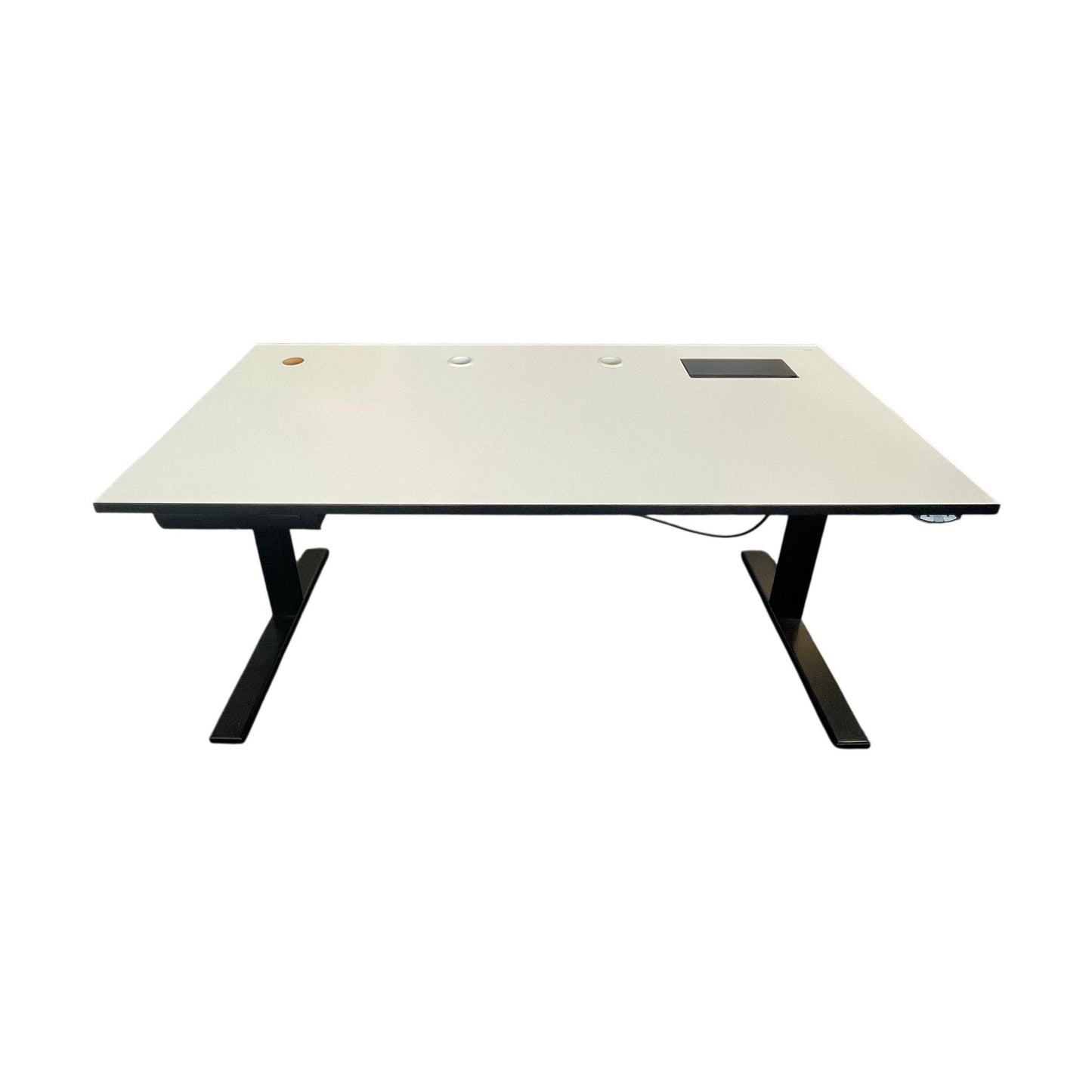 Elektrisk hev/senk skrivebord, sort og hvit, 160x80 cm