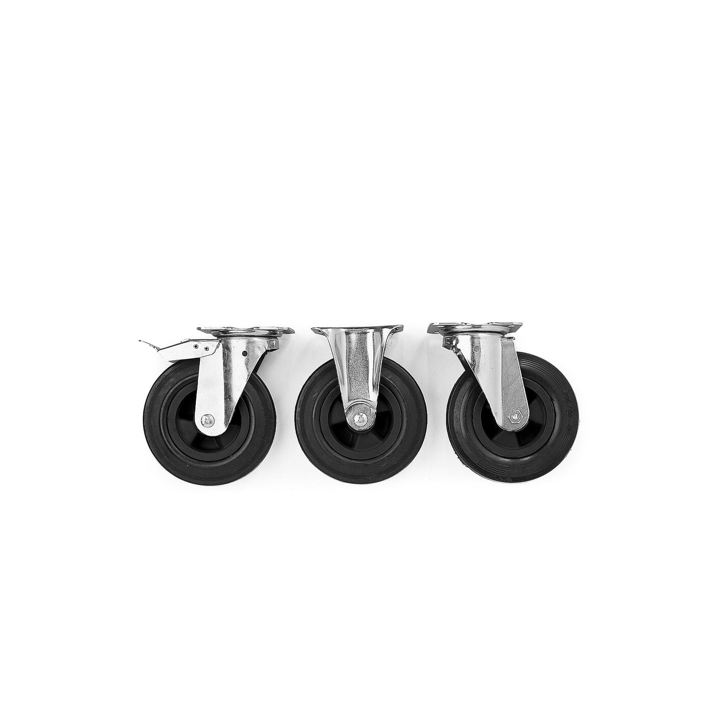 Svingbart hjul med brems, 100x30 mm, 70 kg, massiv gummi fra AJ Produkter