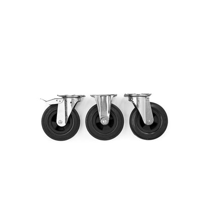 Svingbart hjul med brems, 100x30 mm, 70 kg, massiv gummi fra AJ Produkter
