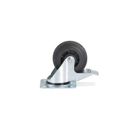 Svingbart hjul med brems, 100x30 mm, 70 kg, massiv gummi fra AJ Produkter