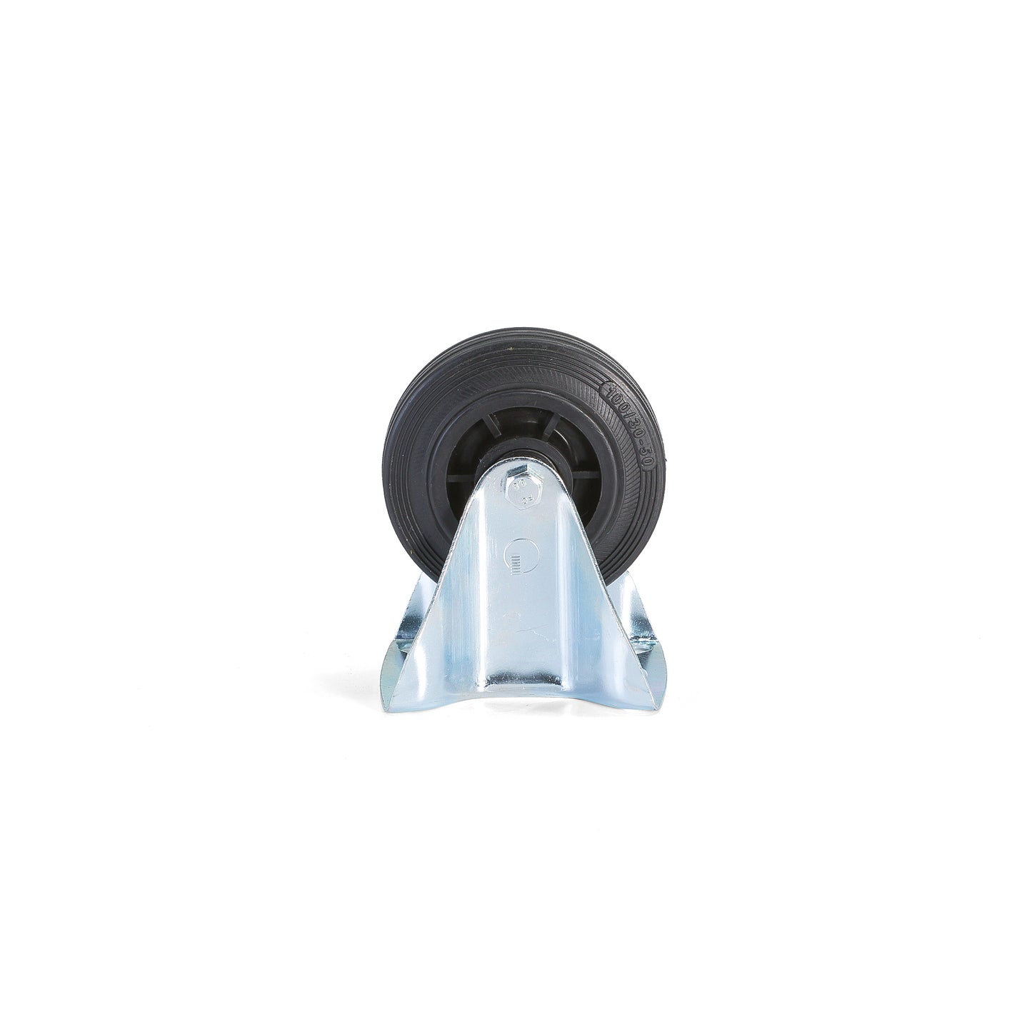 Fast hjul, 100x30 mm, 70 kg, massiv gummi fra AJ Produkter