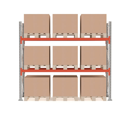 Pallereol ULTIMATE, grunnseksjon, 9 paller, 500 kg/pall, H2500 B2750 D1100 mm fra AJ Produkter