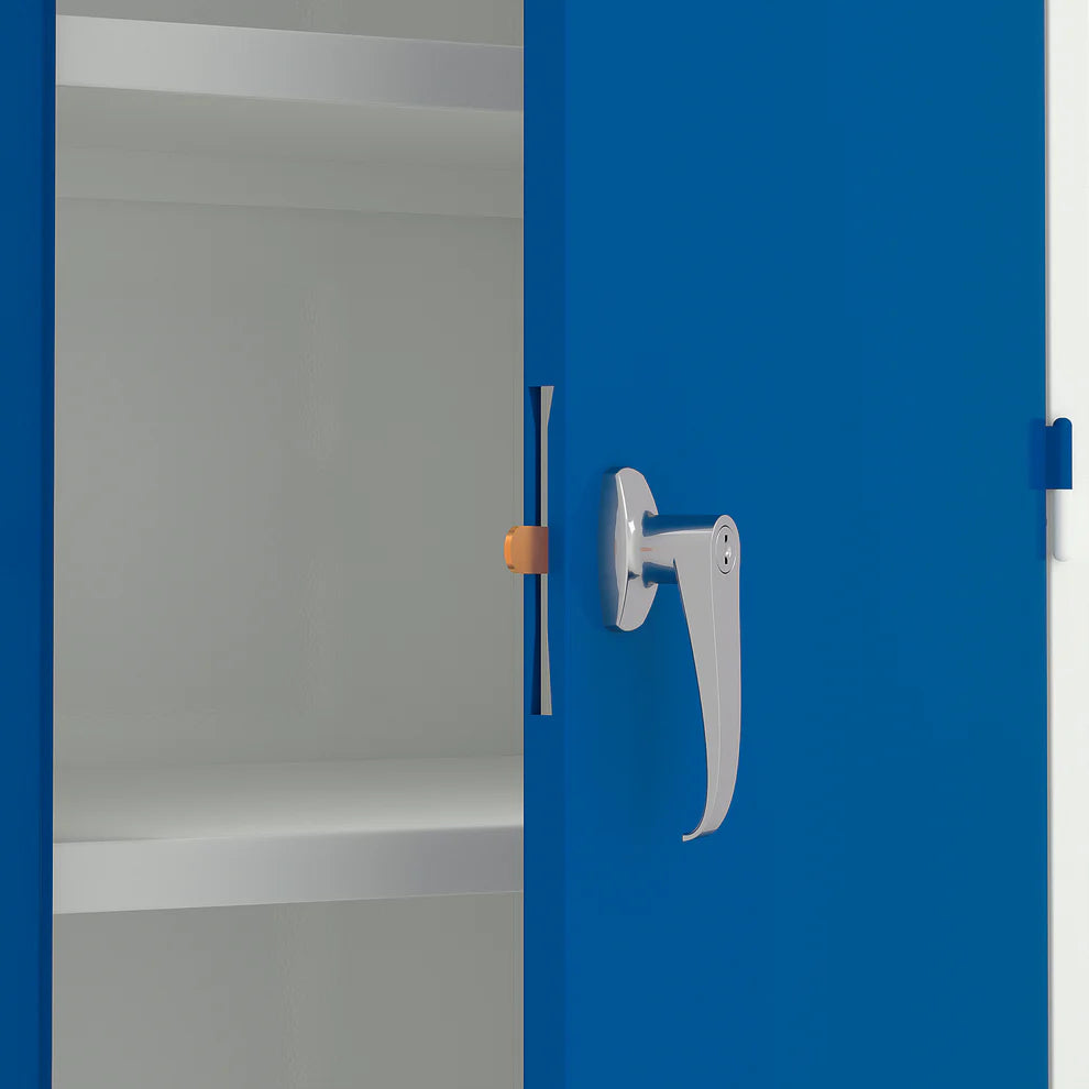 Oppbevaringsskap SPIRIT, ekstra stort, H1900 B1020 D500 mm, hvit/blå