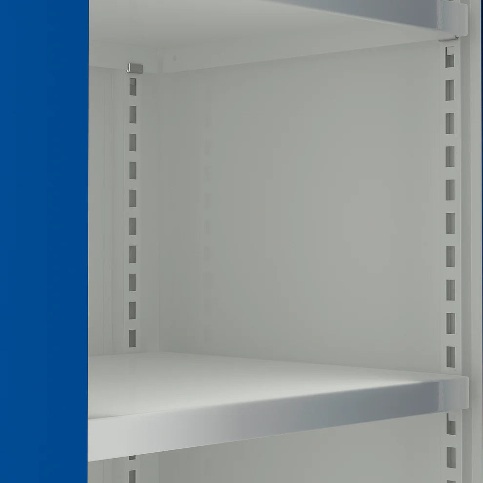 Oppbevaringsskap SPIRIT, ekstra stort, H1900 B1020 D500 mm, hvit/blå