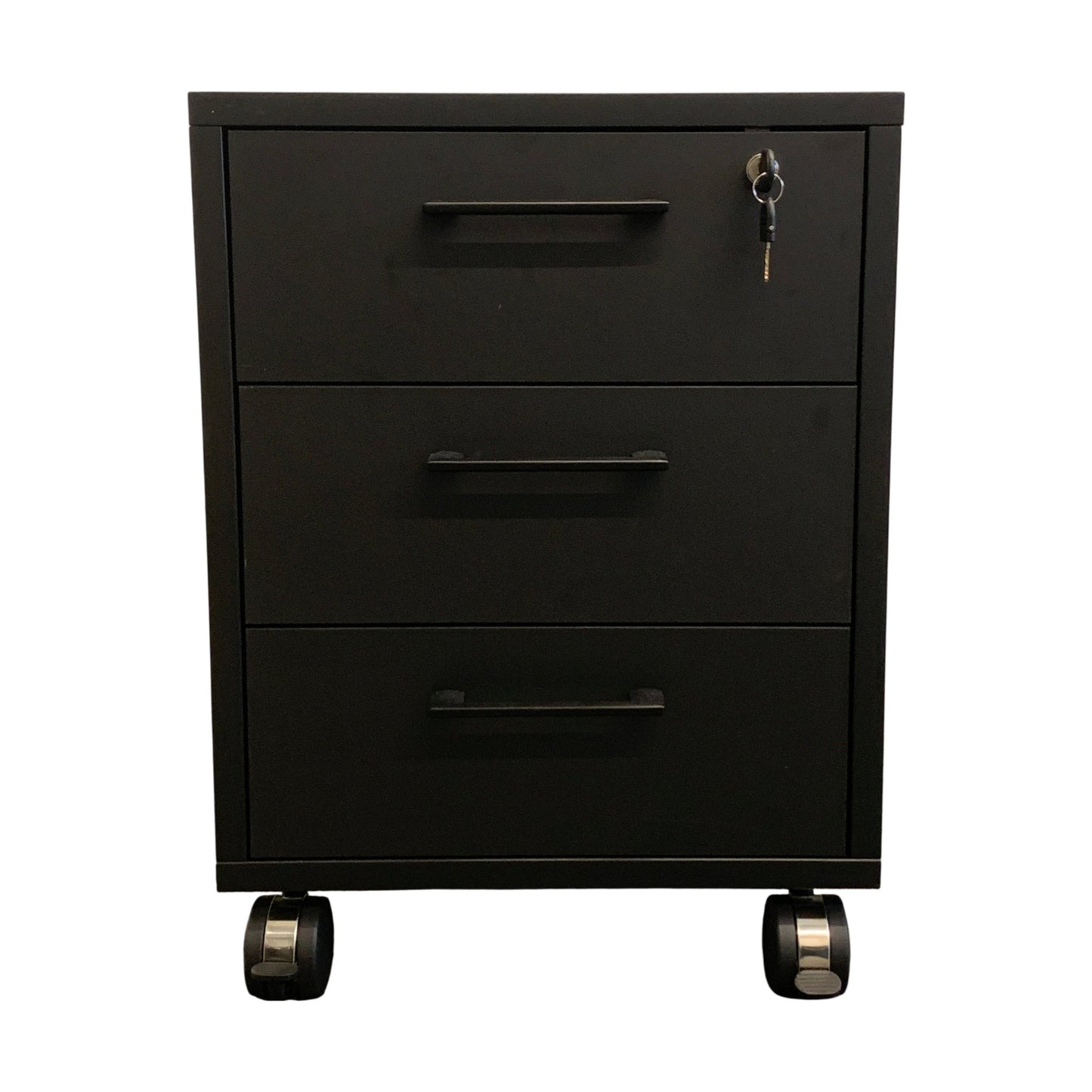 Skuffeseksjon med tre skuffer og lås