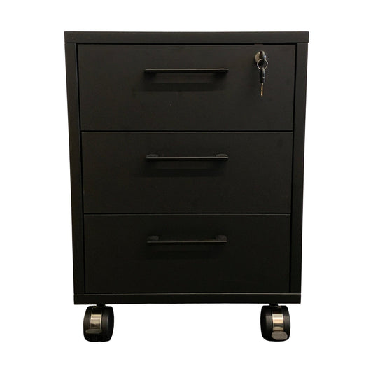 Skuffeseksjon med tre skuffer og lås