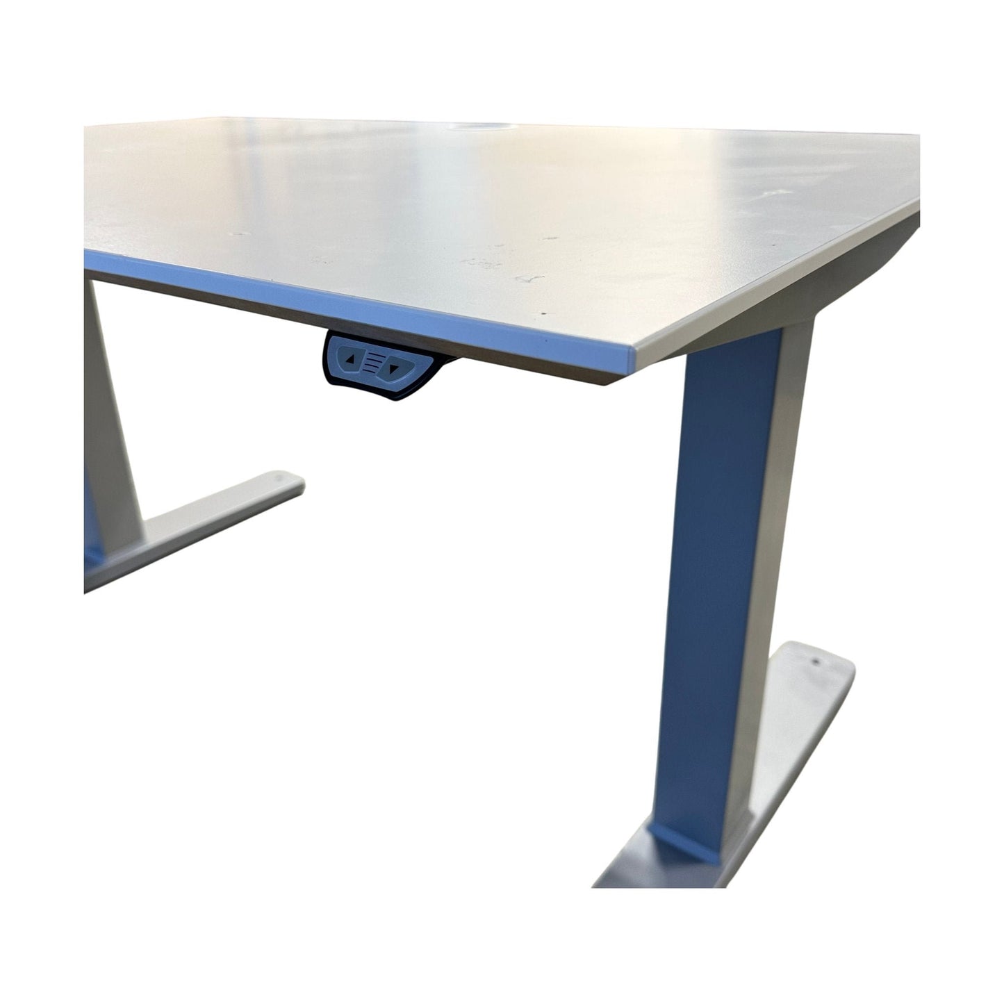 120x80 elektrisk hev/senk skrivebord, hvit laminat,