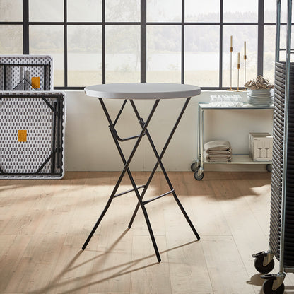 Ståbord KLARA, sammenleggbart, Ø800 H1100 mm, svart stativ