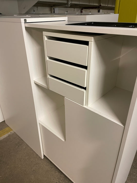 Skuffeseksjon (innsats) til tårnskap, hvit