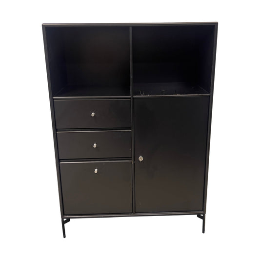 Låsbar hylle fra Montana, svart laminat, 3 skuffer