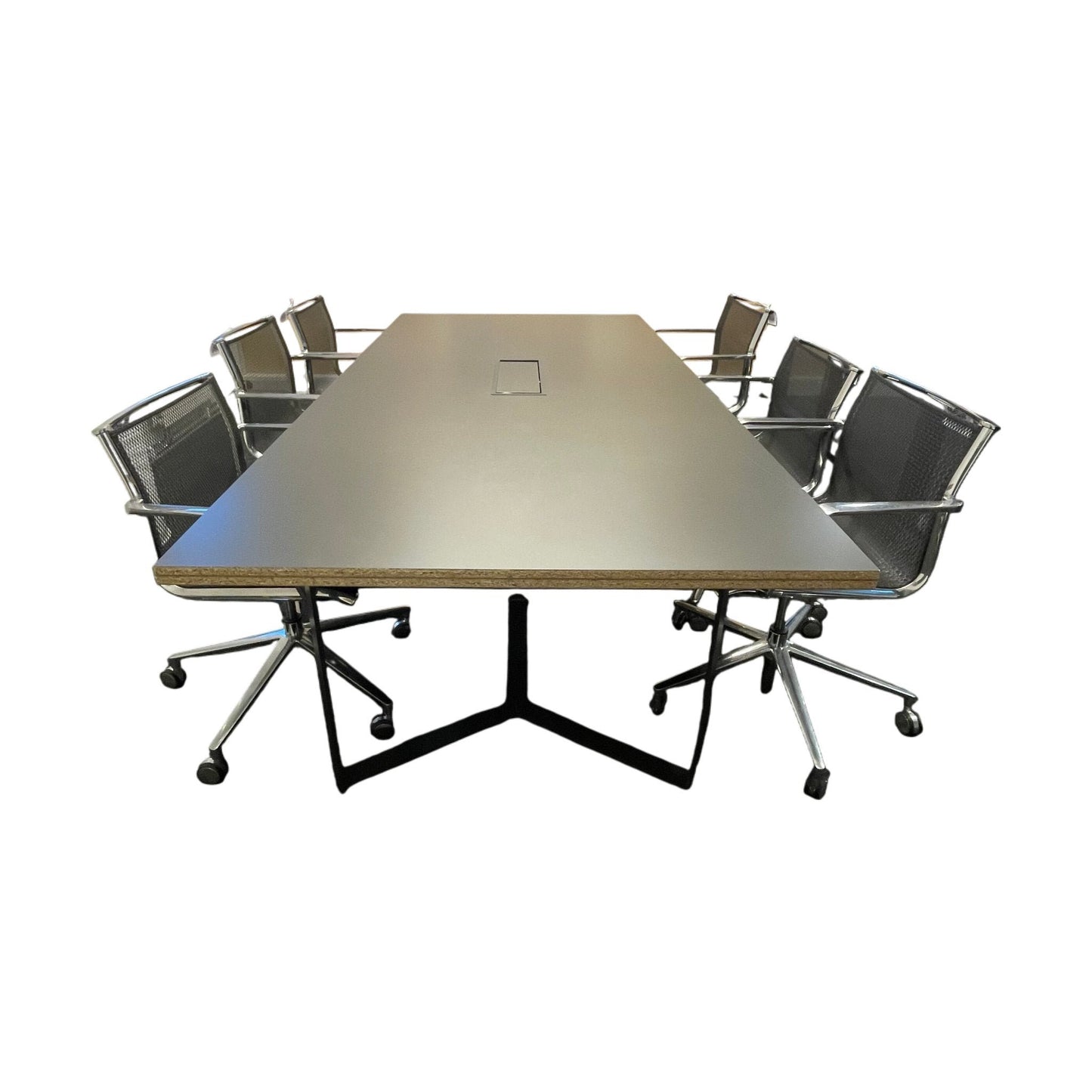 Møtebord, mørk grå laminat, 240x120 cm