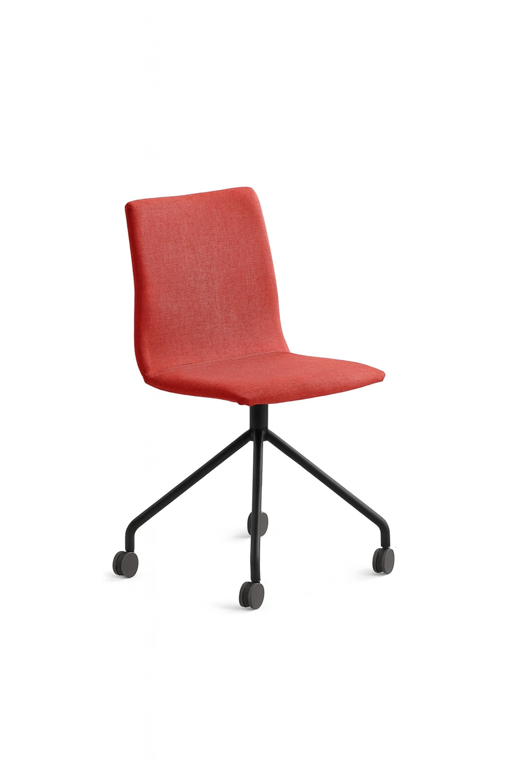 2pk. Konferansestol OTTAWA, uten armlener, hjulstativ, stoff, rød/svart