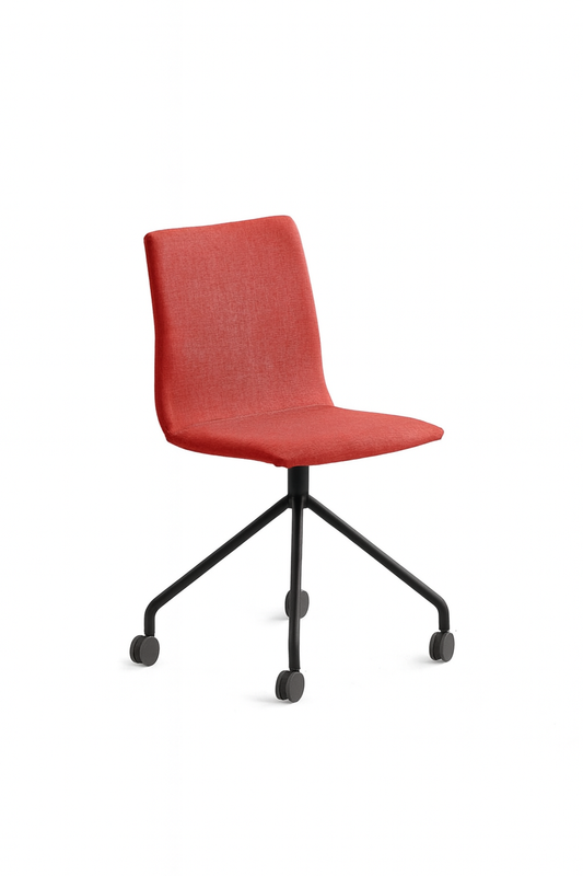 2pk. Konferansestol OTTAWA, uten armlener, hjulstativ, stoff, rød/svart