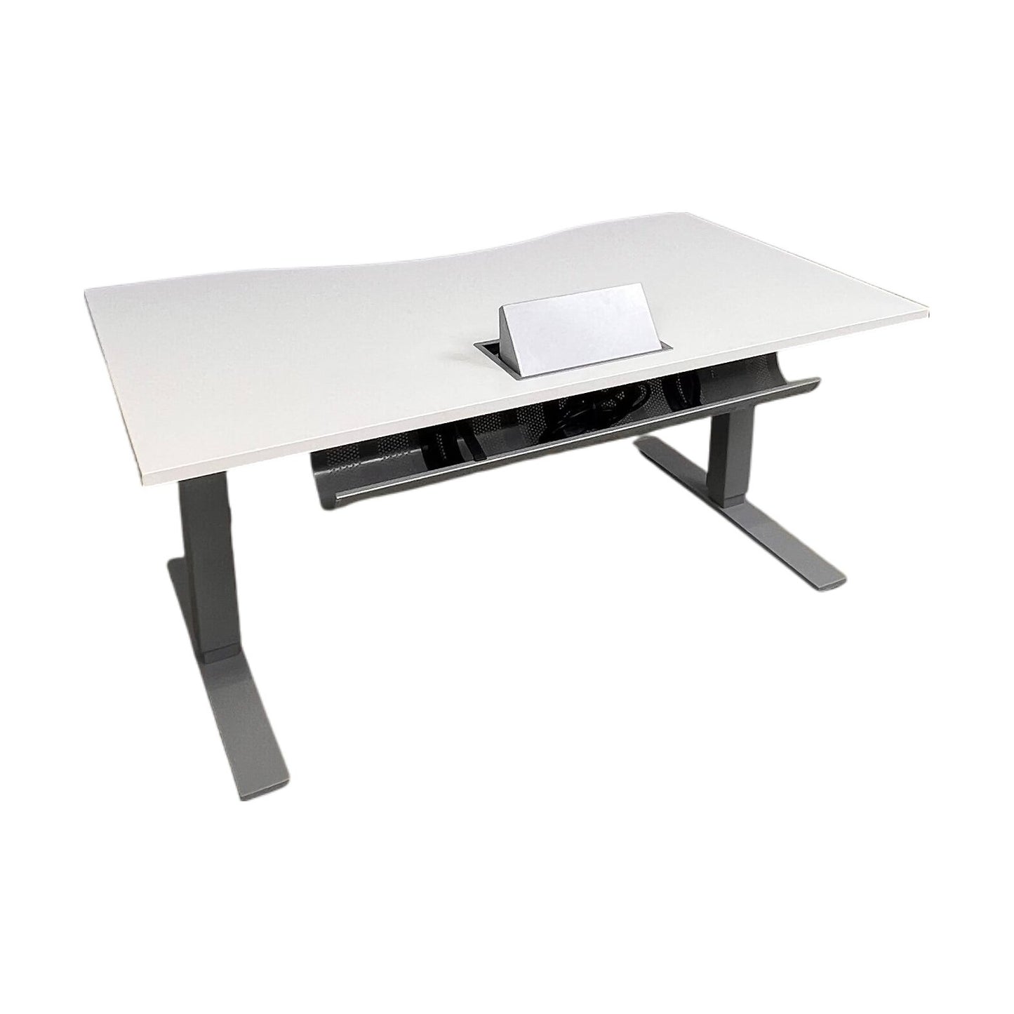 Manuelt justerbart hev/senk skrivebord 160x80 cm, grå/hvit, Kinnarps