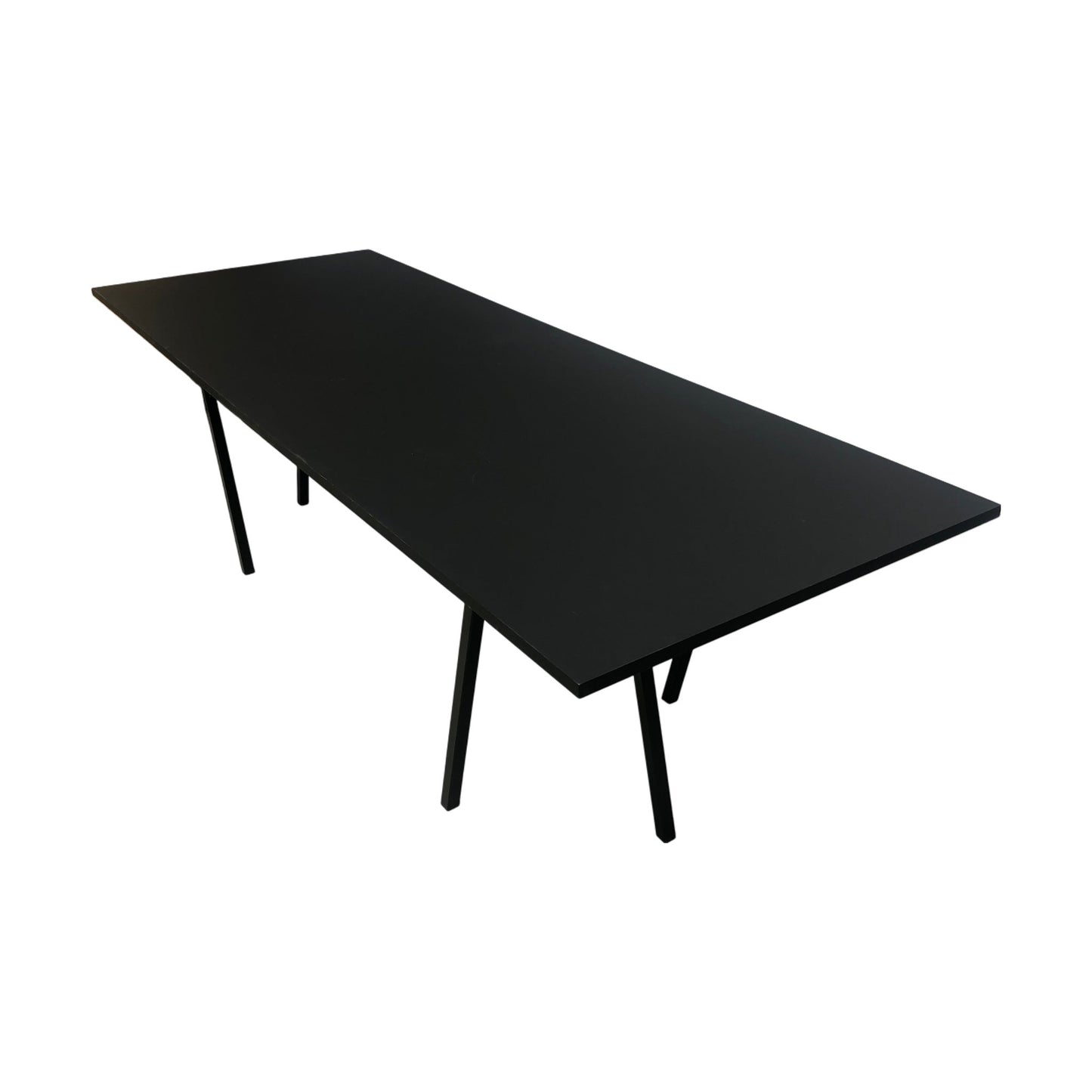 Down møtebord, svart treflate m/ sorte metallben, 250cm