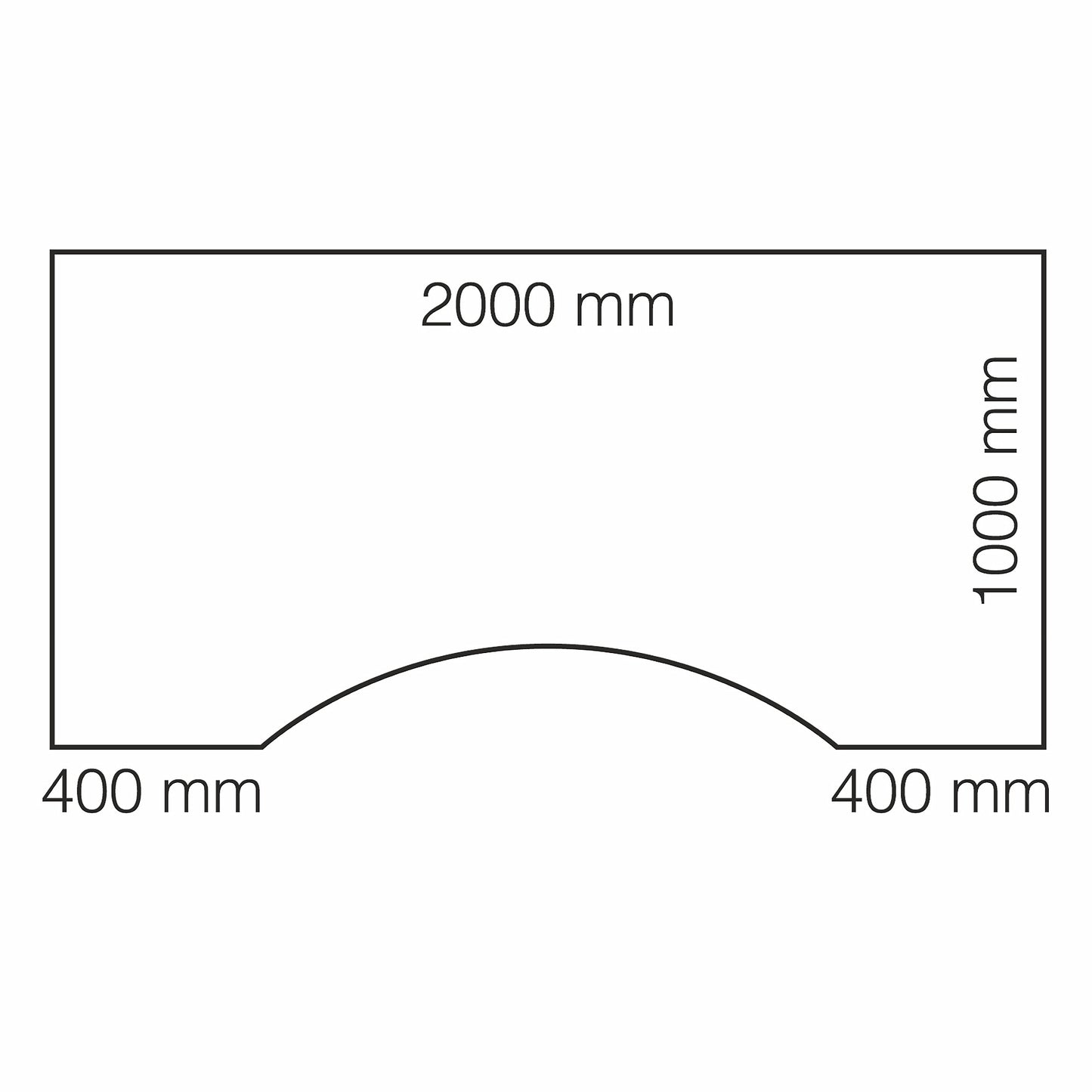 Skrivebord FLEXUS med mageuttak og frontpanel QBUS, L2000 B1000 mm, sølv understell, grå