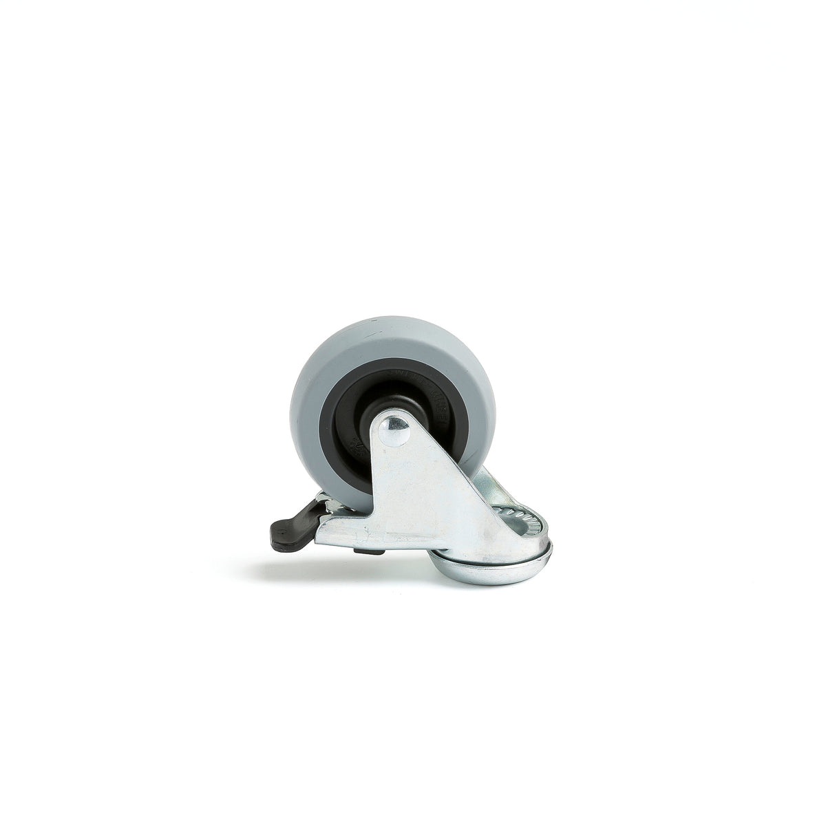 Svingbart hjul med brems, 75x25 mm, 55 kg, massivgummi fra AJ Produkter