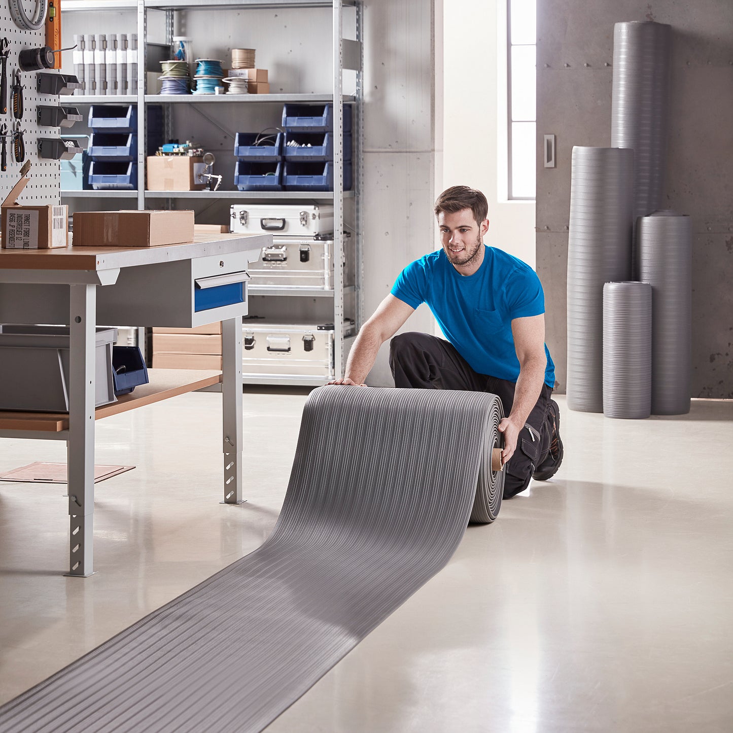 Arbeidsmatte MAGIC, L5000 B1800 mm, grå