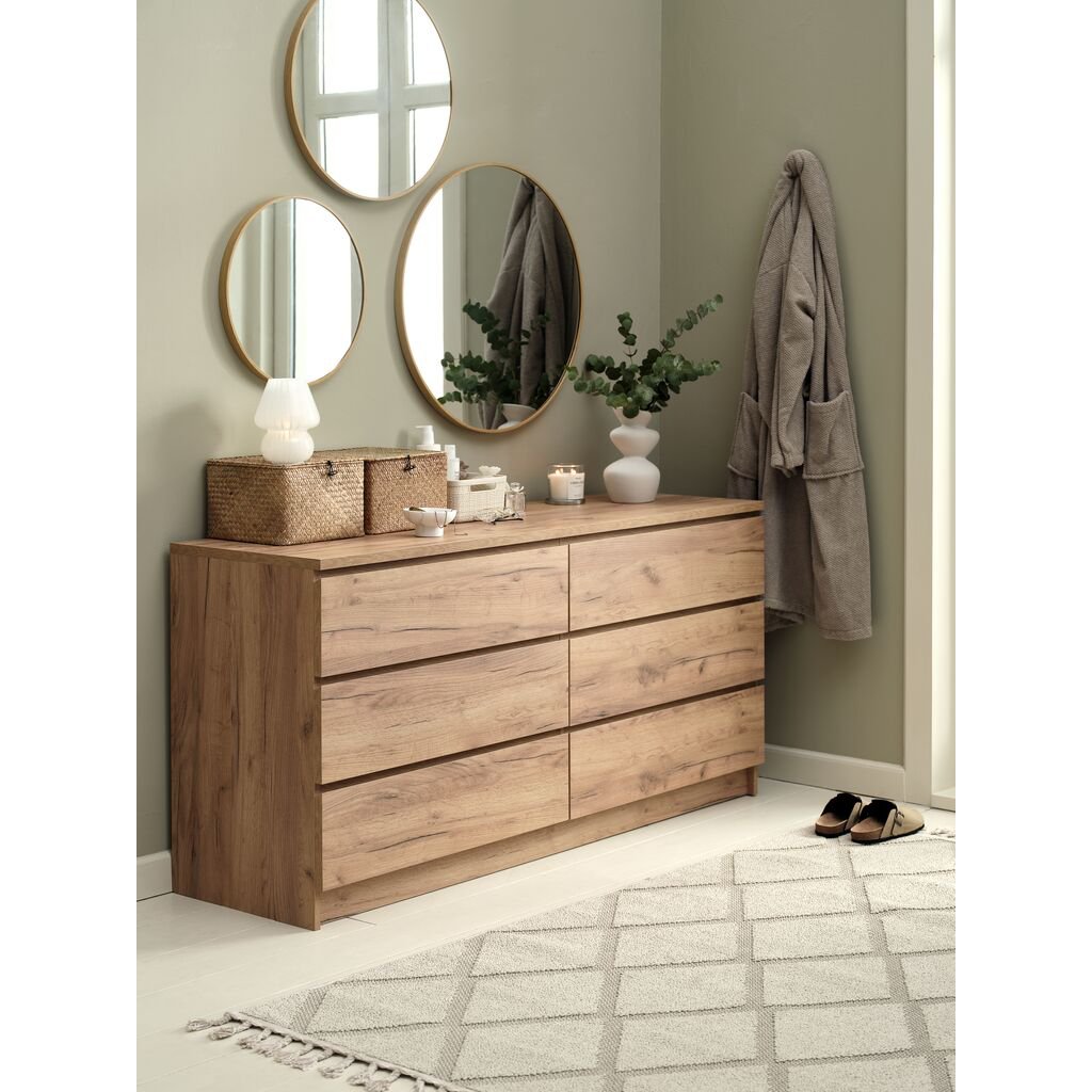 LIMFJORDEN Kommode LIMFJORDEN 3+3 skuffer natur villeikfarget