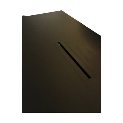 Svart møtebord med kabelluke, 240x100 cm