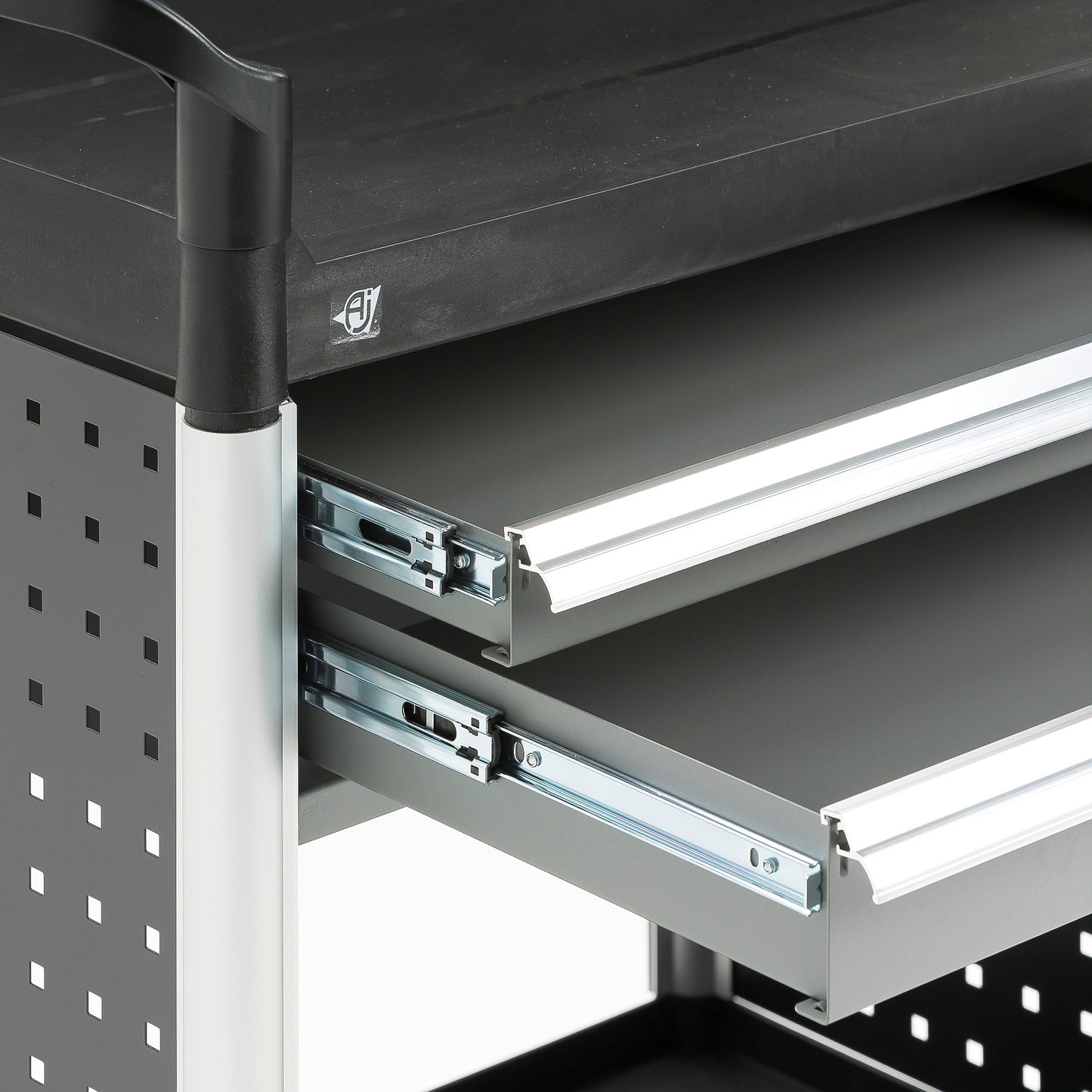 Hyllevogn MOVE med 2 skuffer + verktøypanel, 850x480x1345 mm fra AJ Produkter