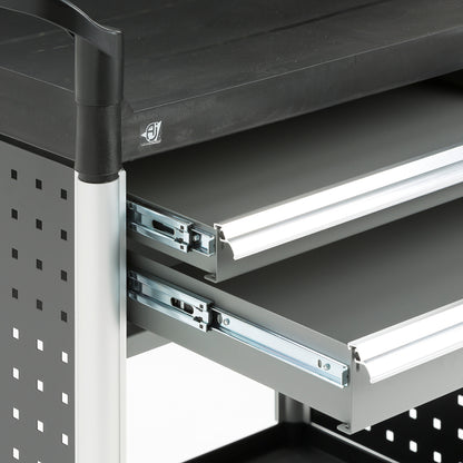 Hyllevogn MOVE med 2 skuffer + verktøypanel, 850x480x1345 mm fra AJ Produkter