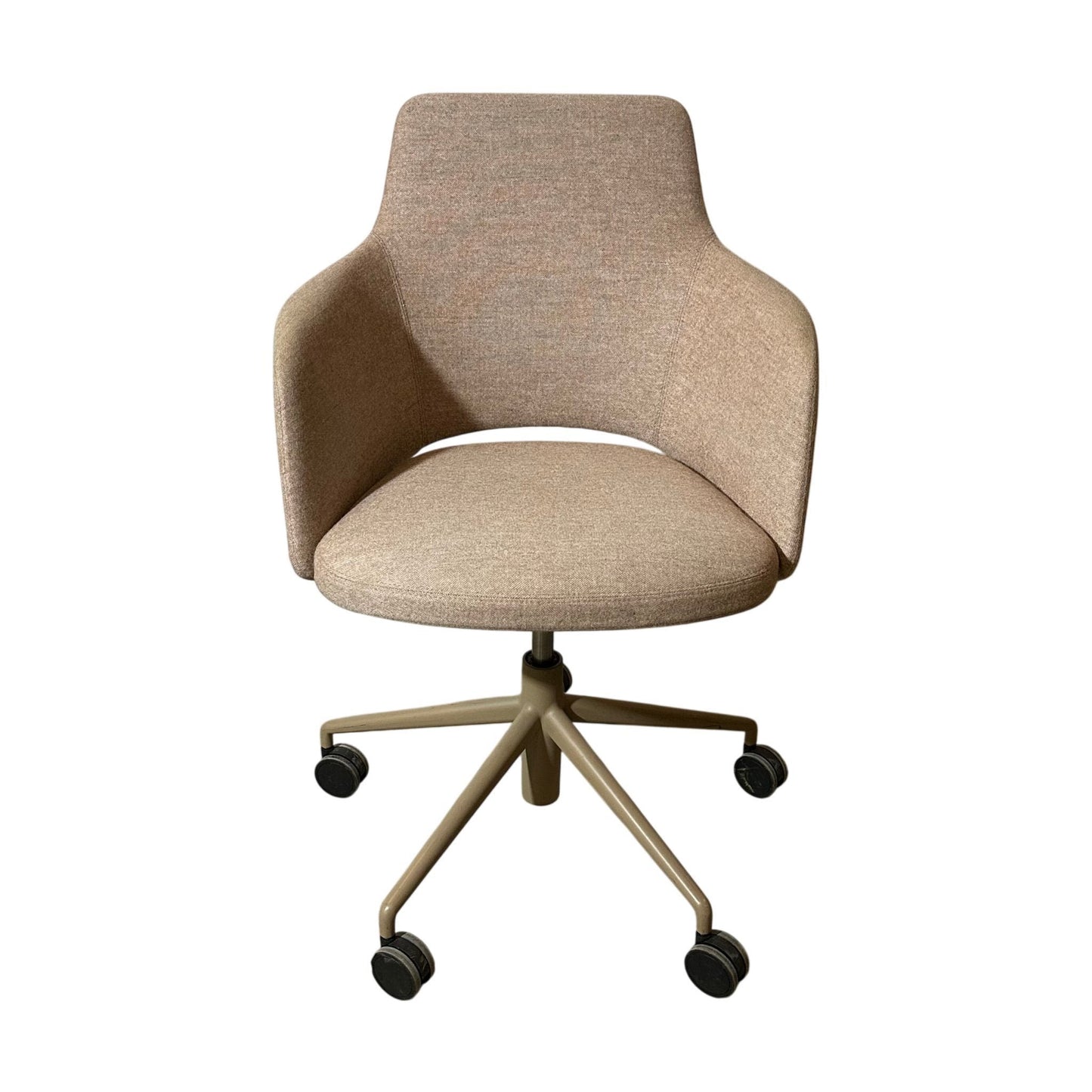 Pilot møteromsstol fra Materia, rosa ull, svingbar, med hjul