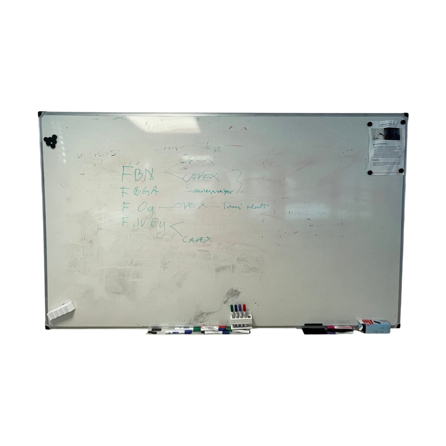 Whiteboard plast hvit vegghengt, 200x2x120 cm