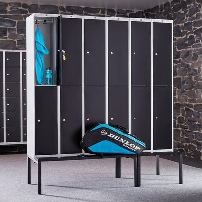 Småromsskap CLASSIC, 4 seksjoner, 8 dører, flatt tak, H1740 B1200 D550 mm, svart