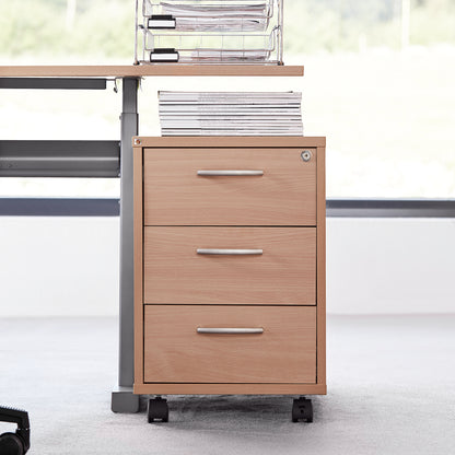 Skuffeseksjon FLEXUS med hjul, 3 skuffer, bøk laminat