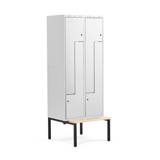 Z-skap CLASSIC, benkestativ, 2 seksjoner, 4 rom, H2120 B800 D550 mm, grå