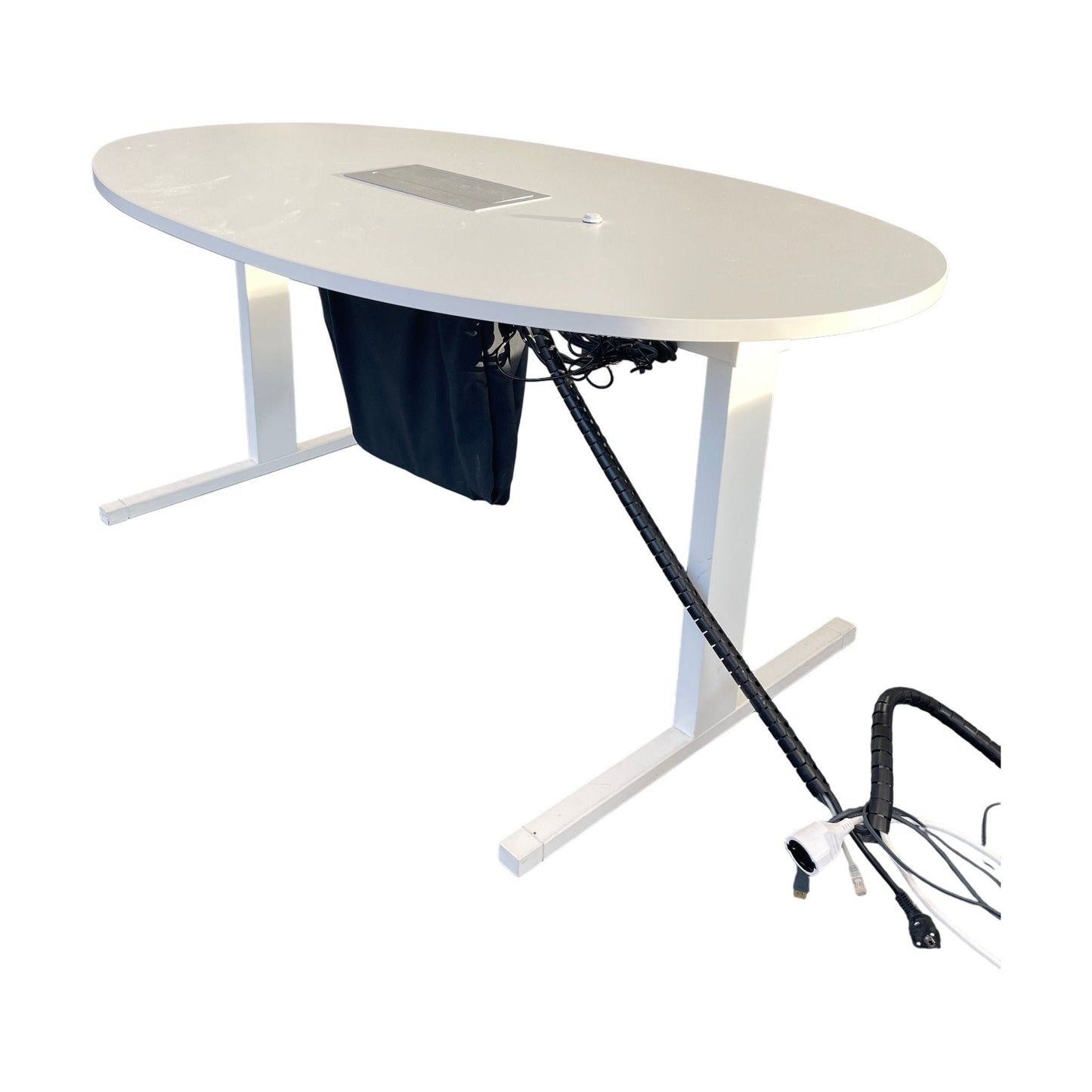 Techo Ovalt møtebord, hvit laminat, 160x90 cm