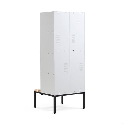Garderobeskap CLASSIC, benkestativ, 2 seksjoner, H2120 B800 D550 mm, svart