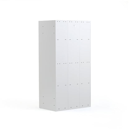 Garderobeskap CLASSIC, 3 seksjoner, flatt tak, H1740 B900 D550 mm, svart fra AJ Produkter