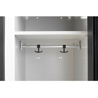 Garderobeskap CLASSIC, benkestativ, 4 seksjoner, H2120 B1200 D550 mm, svart fra AJ Produkter