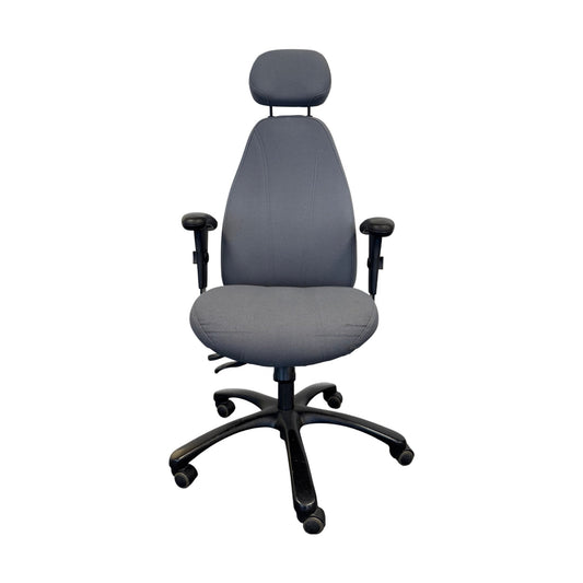 Kontorstol Malmstolen Classic 4000 Høy rygg, Grå med armlener og nakkestøtte