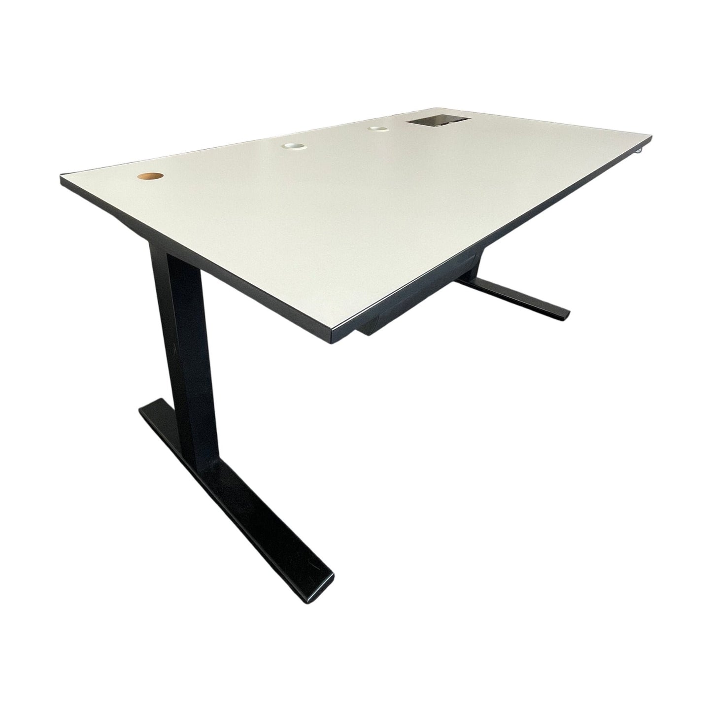 Elektrisk hev/senk skrivebord, sort og hvit, 160x80 cm