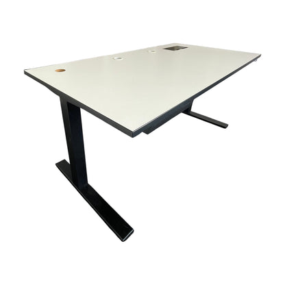 Elektrisk hev/senk skrivebord, sort og hvit, 160x80 cm