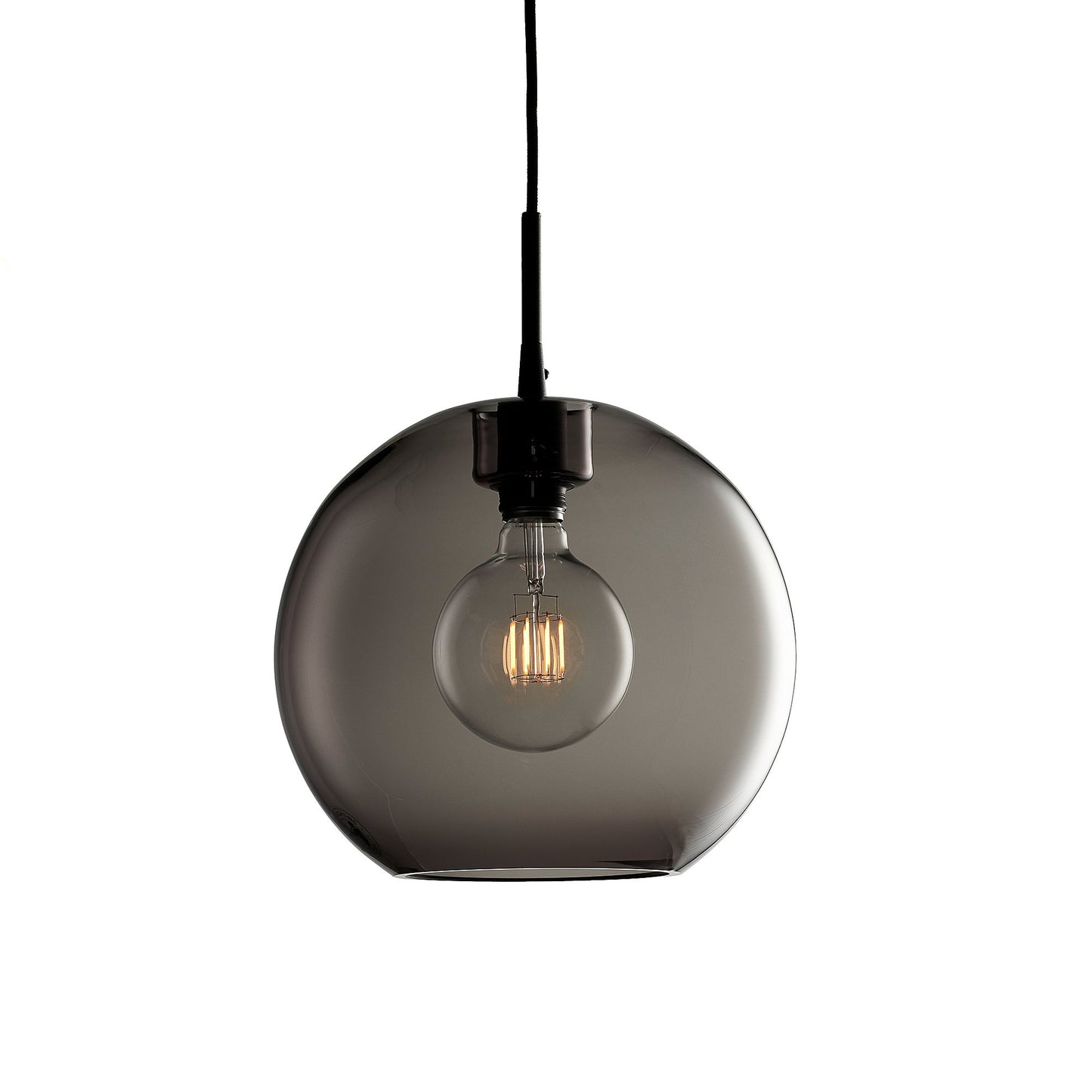 Taklampe GLORIA, svart/røykfarget glass, 320 mm